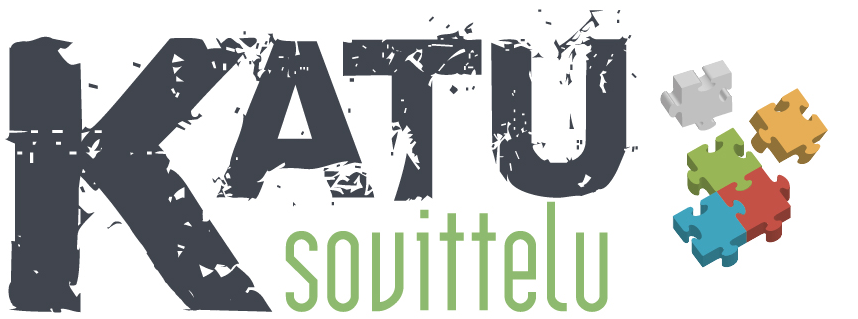 Katusovittelu-logo, jossa teksti ja sen vieressä palapelin palasia