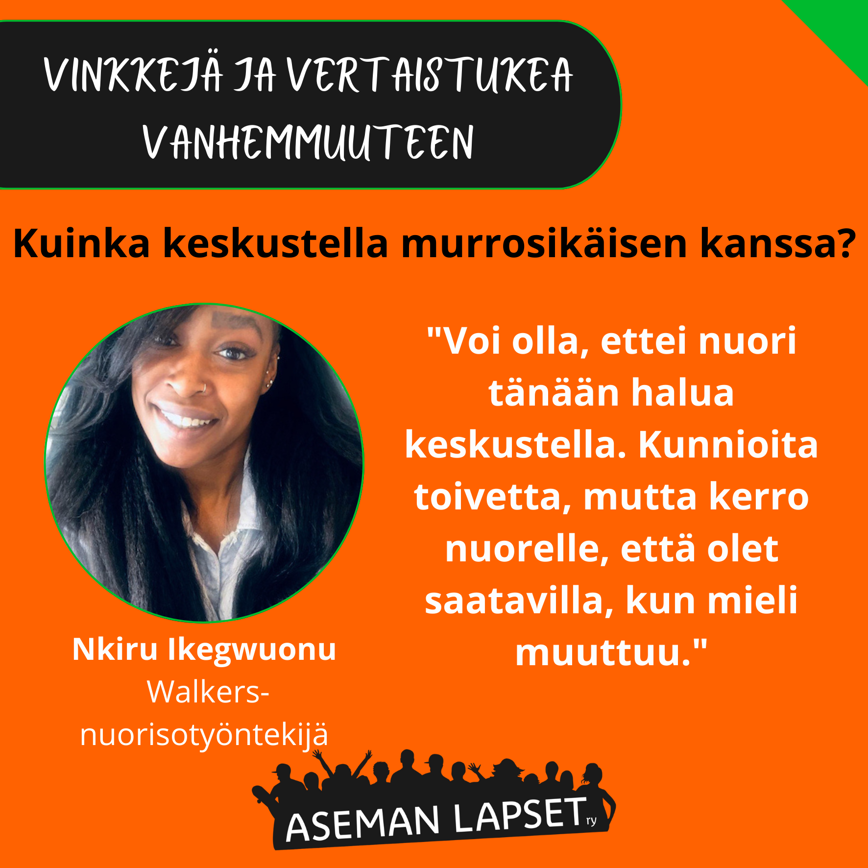 Vinkkejä ja vertaistukea vanhemmuuteen Nkiru Ikegwuonu